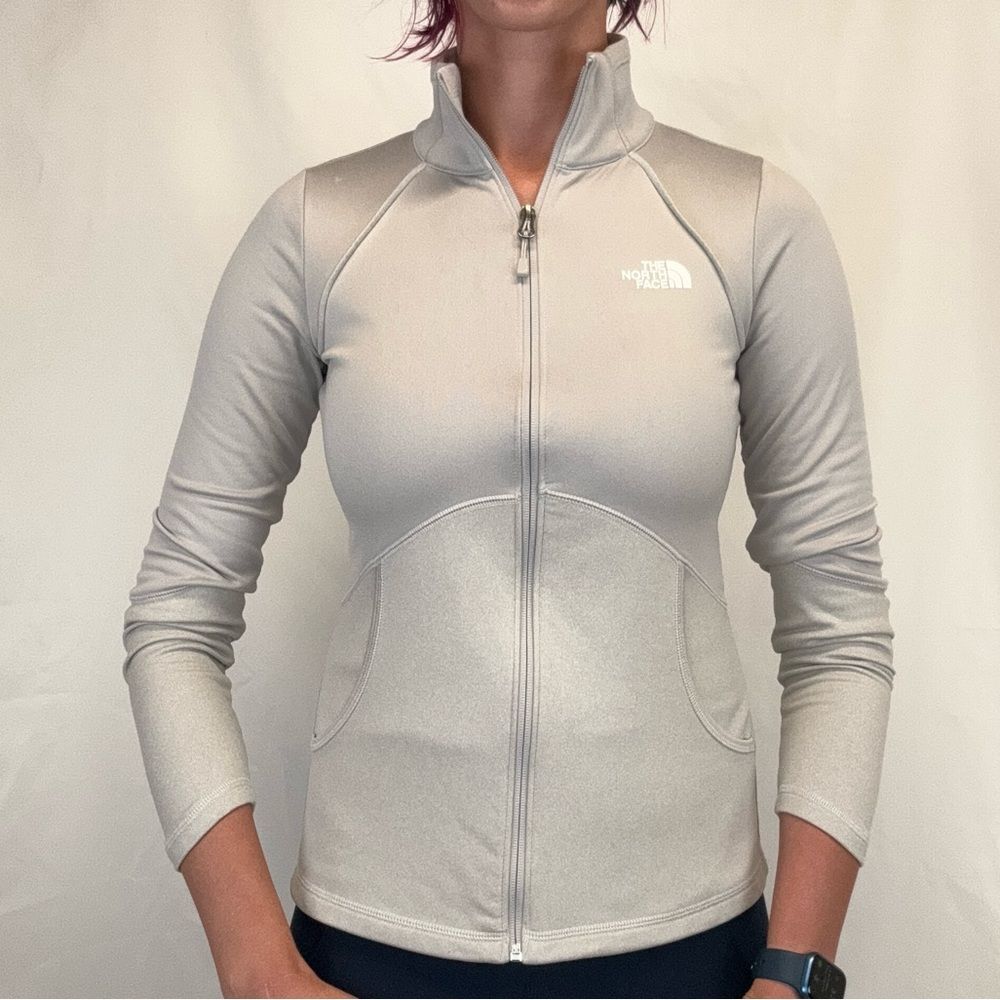 Women's The North Face Full Zip Track Jacket XS Beige Cream Light Grey